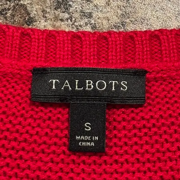Talbots Sweater Holiday Christmas Classic Minimalist Festive Cozy Red Size Small - Image 3