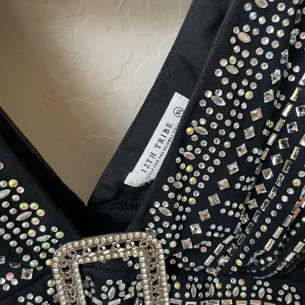 12th Tribe Black Violet Rhinestone-Studded Two Piece Set - Image 7