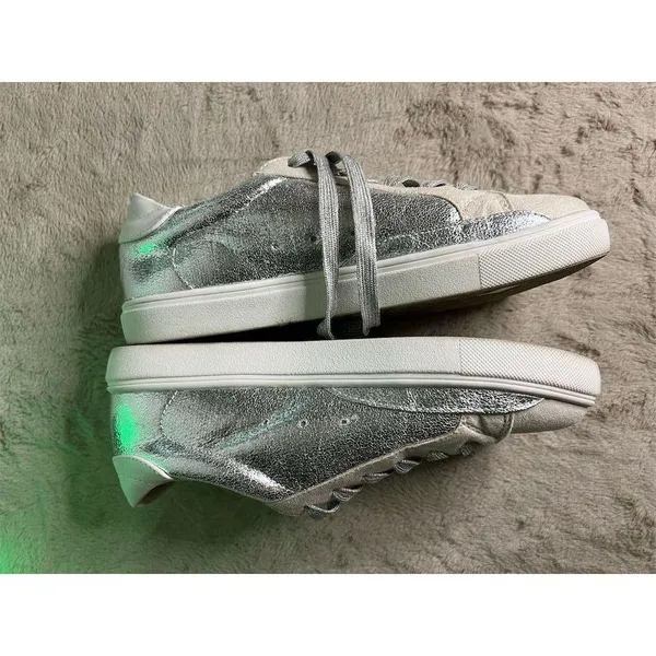 Party Women's Silver Star Low Top Sneakers Size 8 Casual Athletic Shoes - Image 5