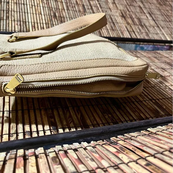 Fossil Preston Woven Straw and Leather Shopper Shoulder Bag - Image 4