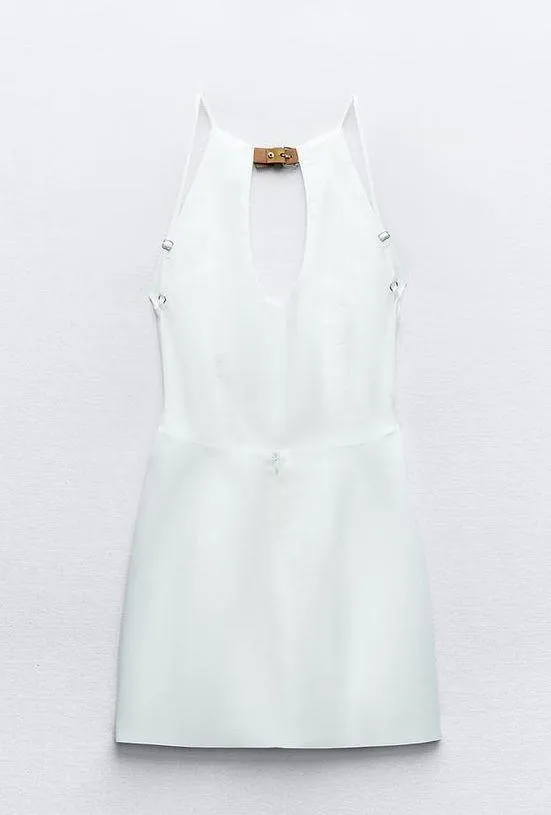 mini halter dress linen strap party coctail wedding casual - Image 10