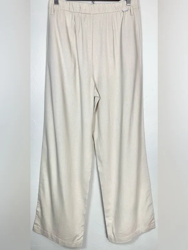 Risen Jeans Linen Blend Wide-Leg Pleated Trouser Pants Size Medium - Image 5