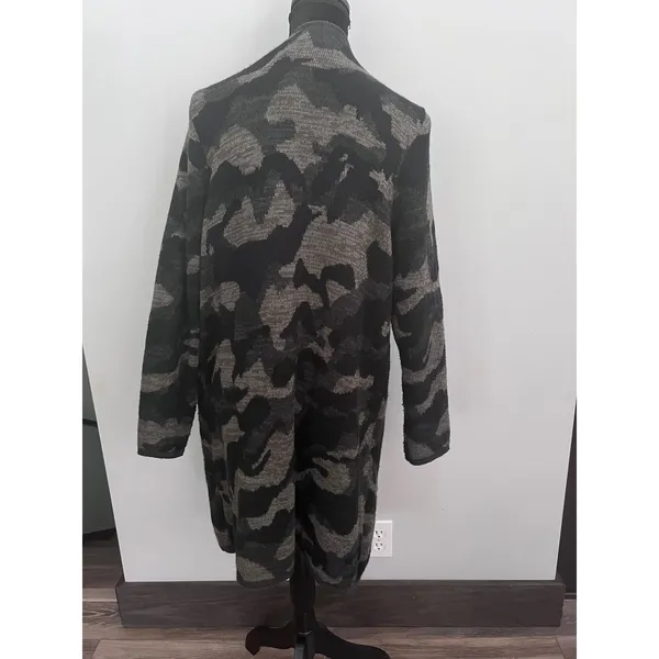Apt 9 Womens Camo Open Front Cardigan Black Grey Camouflage Knit Sweater Large - Image 4