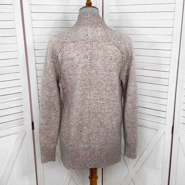 Loft Speckled Mock Neck Space‎ Dyed Tunic Sweater Tan Multi Size Small - Image 4