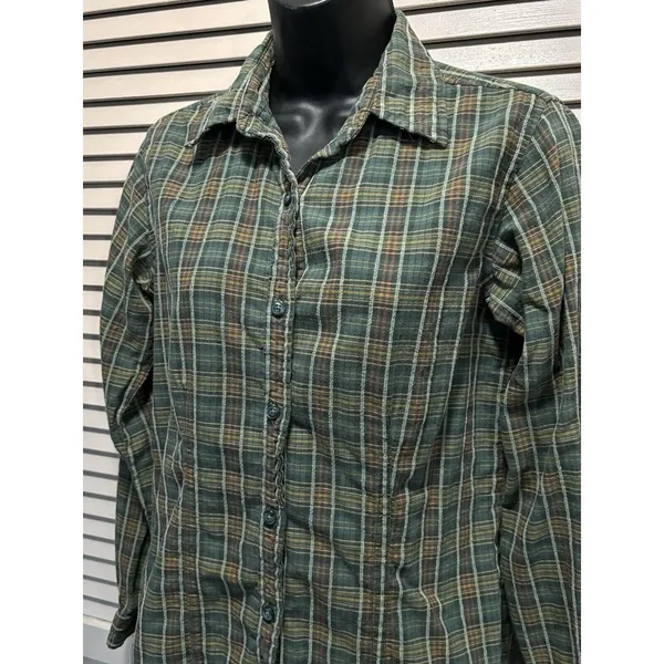 Woolrich Vintage Flannel Shirt‎ Green/Orange Plaid Button Up Size See Measure - Image 2