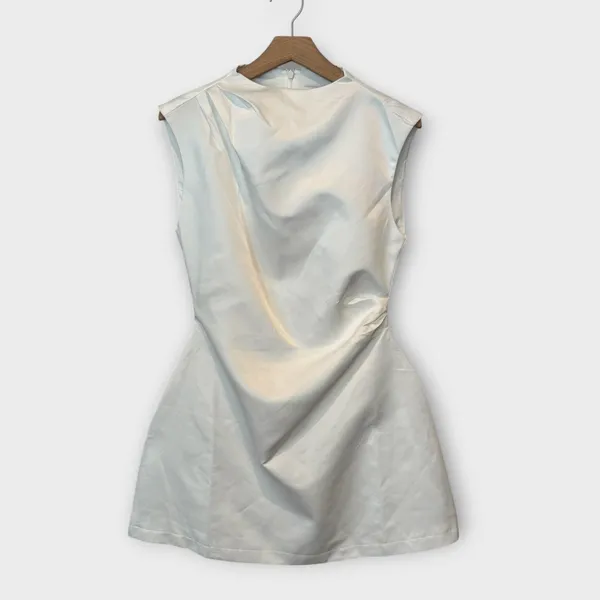 NWT Odd Muse Satin Straight Neck Mini Dress Size Medium White - Image 15