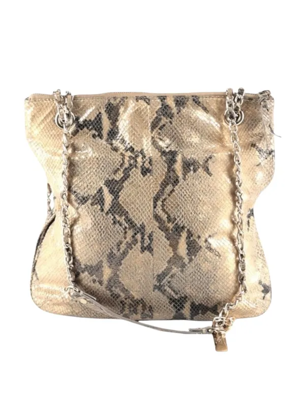DKNY 𖤐 Convertible Crossbody Leather Handbag 𖤐 Metallic Python 𖤐 Gold Chain - Image 4