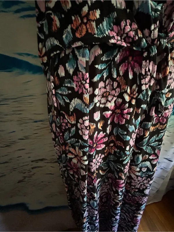 Emily Daniels Women’s Floral Maxi Sundress in Black Pink & Teal Flowers LG - Image 6