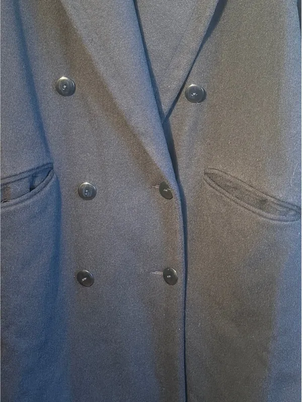 Donnybrook Vintage Black Double-breasted Long Wool Coat Paisley Velvet Collar 12 - Image 3