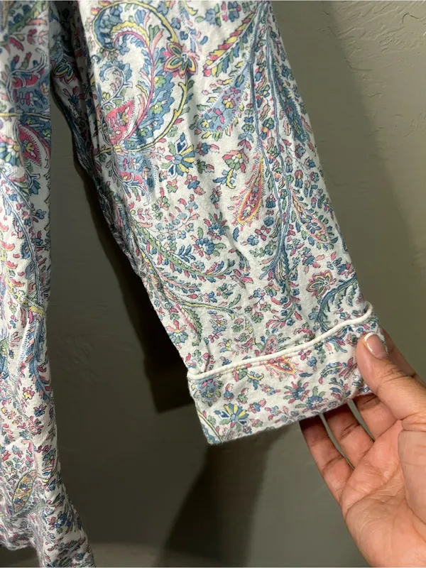 Lauren Ralph Lauren Paisley Monogram Knit Jersey Cropped Preppy Comfy Pajama Set - Image 5