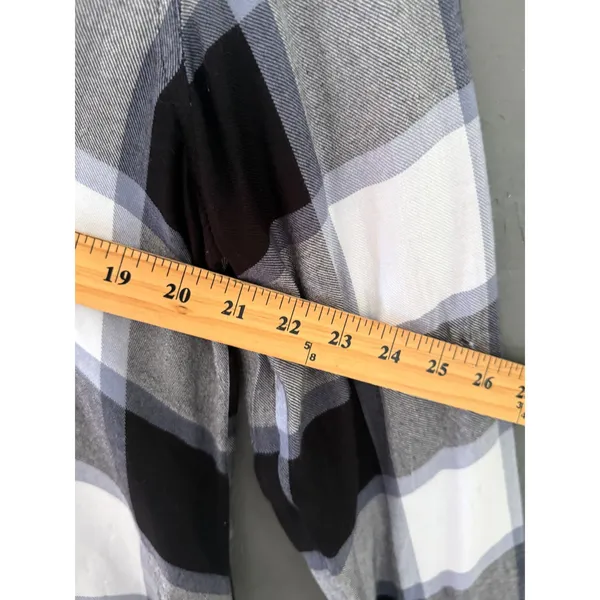 Rock & Republic Womens Black White Plaid Button Down Rayon Shirt Large Fall - Image 7