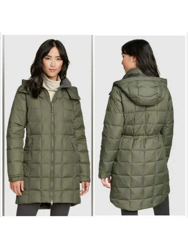 Eddie Bauer Altamira Down Parka 2X Green Quilted Hooded Long Coat - Image 2