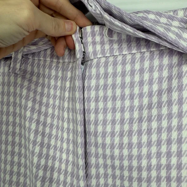 Ann Taylor Wide Leg Crop Pants Size 10 Purple Gingham Belted Preppy Career - Image 5