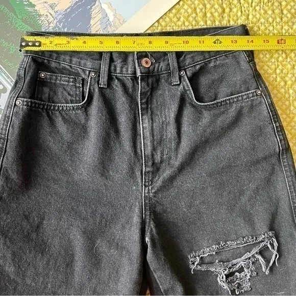 We The Free Free People Distressed High Rise Straight Leg Jeans Black Size‎ 27 - Image 7