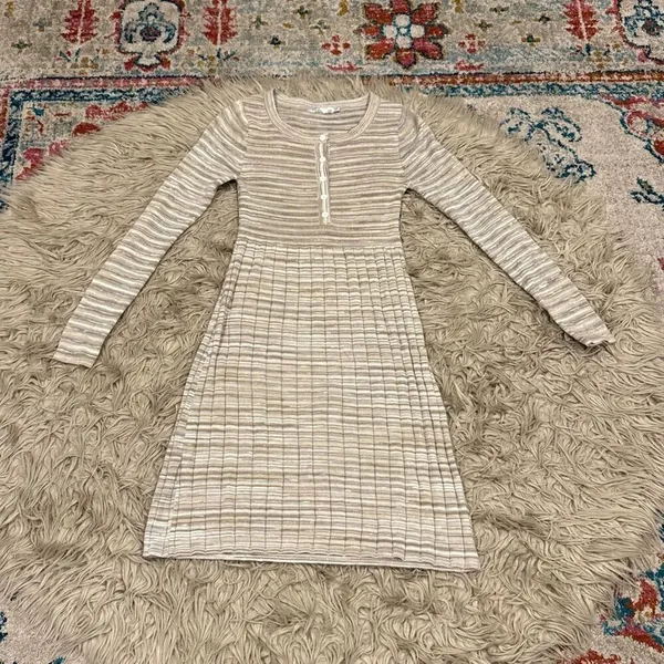 Prana Leandra Long Sleeve Organic Cotton Sweater Dress Bone Natural Size XS - Image 4