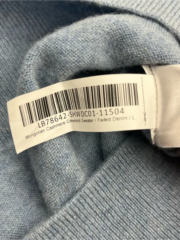 Quince 100% Mongolian Cashmere Crewneck Sweater Faded Denim Blue Womens Large - Image 3