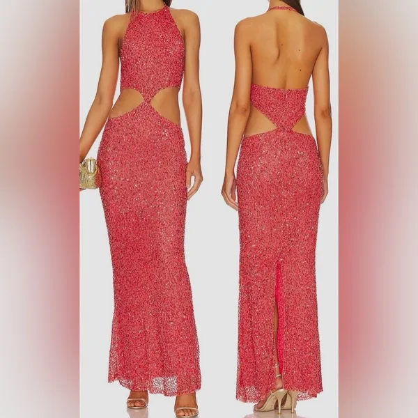NEW Retrofête Katerina Sequin Dress - Calypso Coral size XS - Image 4