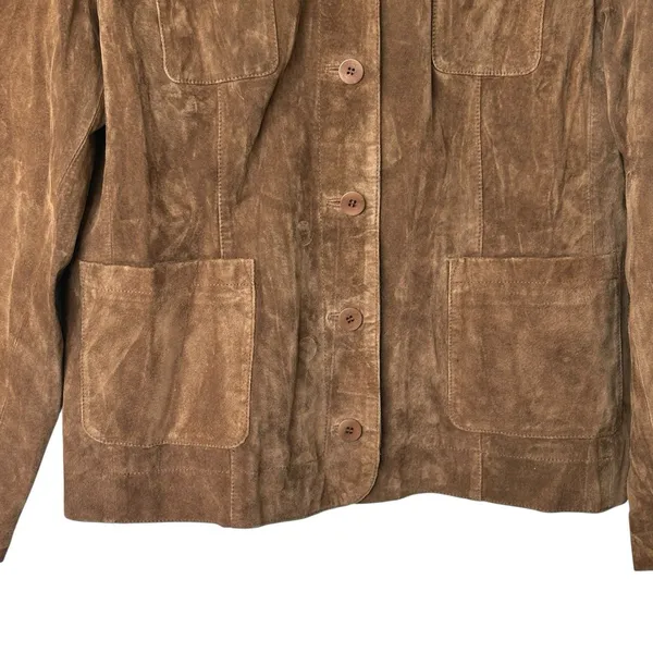 VTG Anne Klein Y2K XL Suede Leather Button Up Jacket chocolate Brown - Image 5