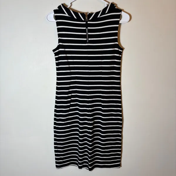 Talbots Petite Black and White Striped‎ Sleeveless Sheath Dress Career Size P - Image 4