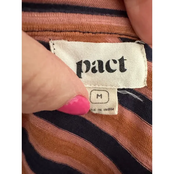 Pact Women's Size M Harvest Stripe Avery Dress‎ Organic Cotton Twist Back Earthy - Image 7