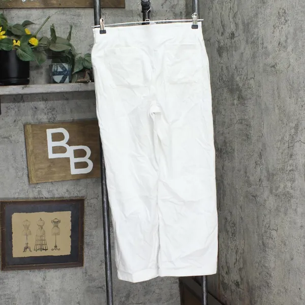 Marla Wynne Womens Denim Knit Side Zip Cropped Straight Leg Pants 655861 White 8 - Image 2