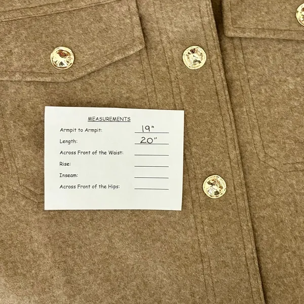 ZARA Cropped Jacket Light Brown Tan Gold Hammered Snaps Preppy Chic Small - Image 15