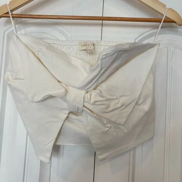 Thirty Thirty White Bow Crop Strapless Tank Size‎ Large - Image 2