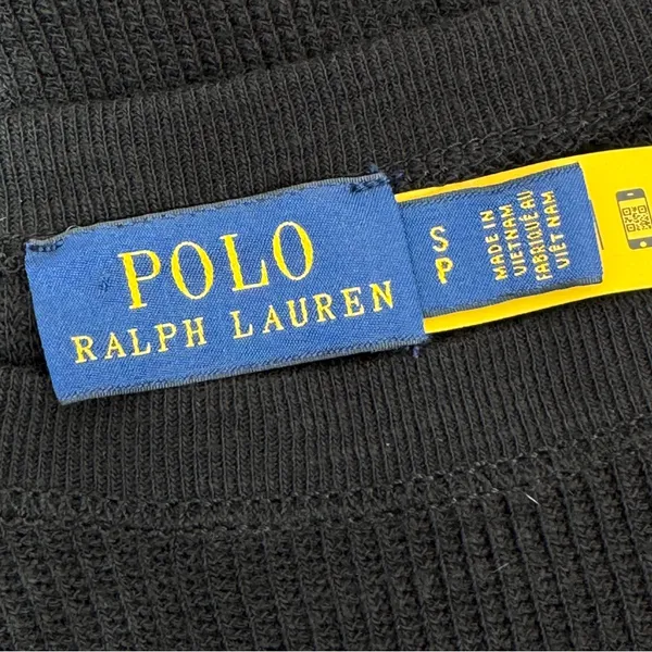 Polo Ralph Lauren Waffle Knit‎ Long Sleeve Maxi Dress Black Flared Hem Small - Image 9