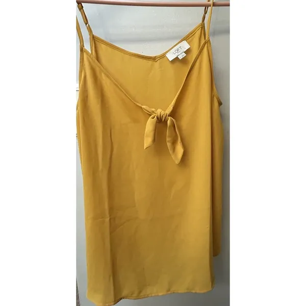 LOFT Outlet Ann Taylor Mustard Yellow Camisole Bow Accent Cami Tank Top Sz S - Image 10