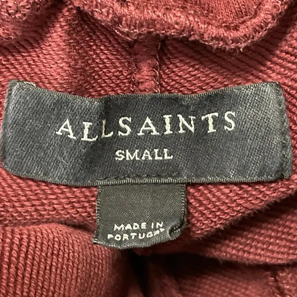 All Saints Women's Maroon High Waisted Tapered Leg Baggy Jogger Sweat Pants Sz S - Image 4