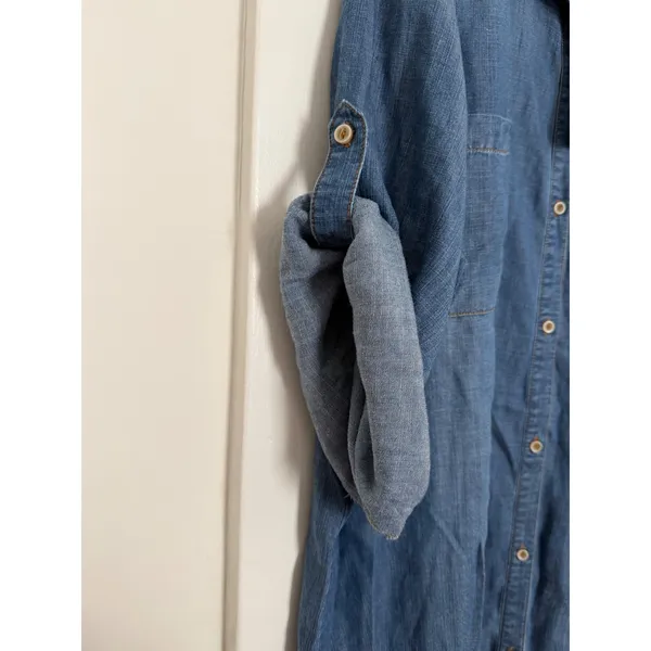 Workshop Woman Tencel Denim Shirt Dress Blue Frayed Hem Plus Size 2X NWT - Image 4