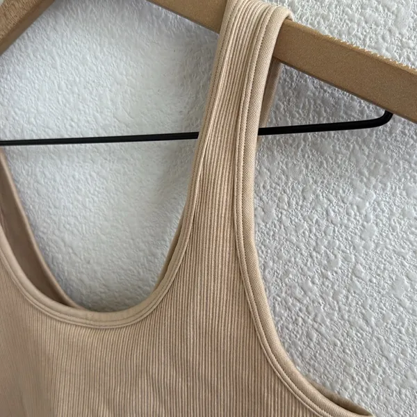 Offline by Aerie Ribbed Stretch Tank Neutral Cream Medium - Image 2