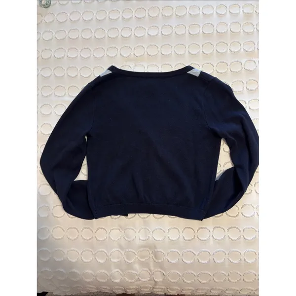 Brandy Melville Cropped Navy Blue Argyle Elizabeth Cardigan Sweater Clueless 90s - Image 2