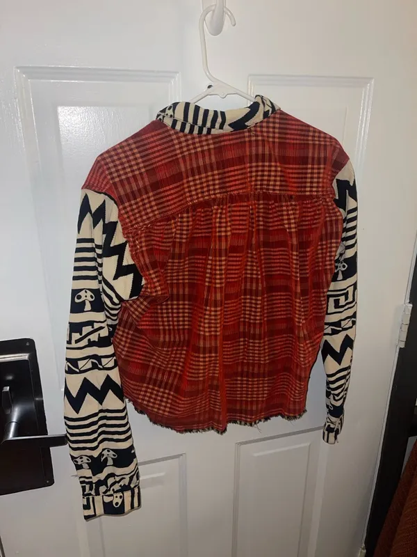 NWT Urban Outfitters Mushroom Mixed Pattern Button Down Courderoy Top Sz Medium - Image 6