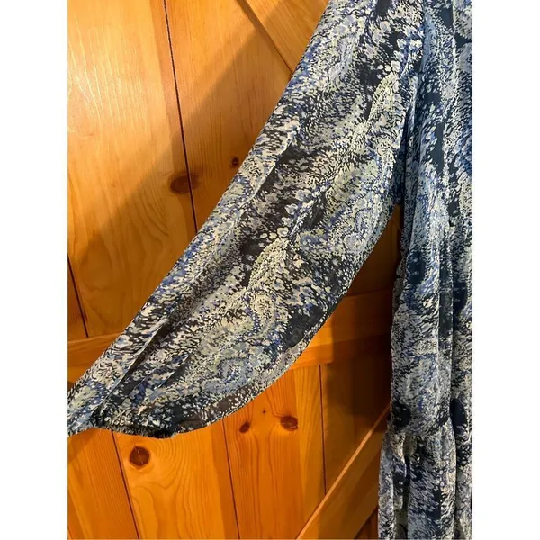 Joie XXL Parisian Paisley Blue Printed Midi Dress Tiered Flowy (4823) - Image 3