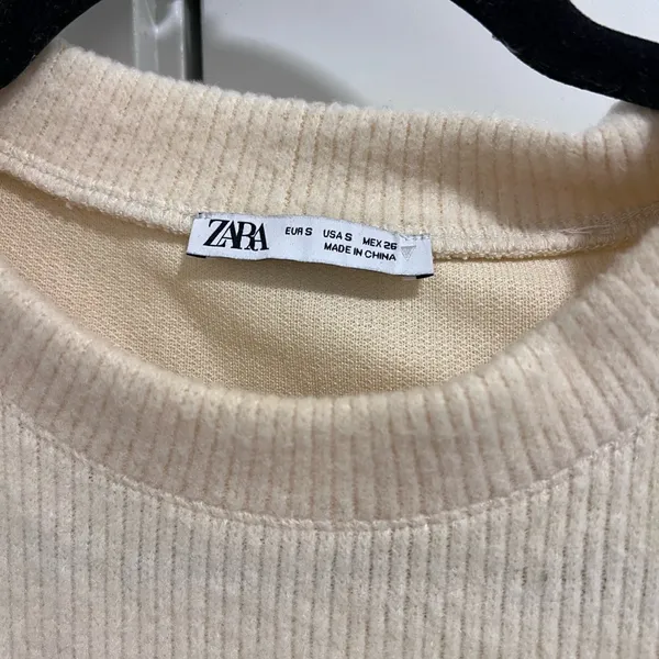 Zara Cream knitted sweater top with silver beading detail - Image 4
