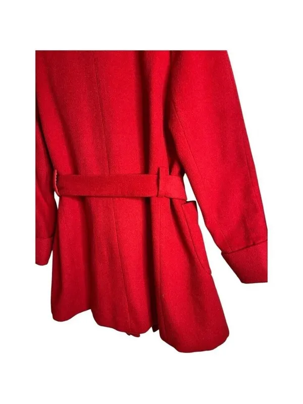 A Loves A Women's Red Wool Belted Coat Size Small - Image 5