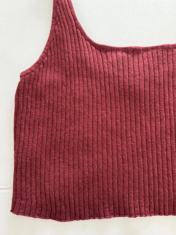 Free People FP Beach Burgundy Ribbed Knit Crop Tank Top Large NWT - Image 4