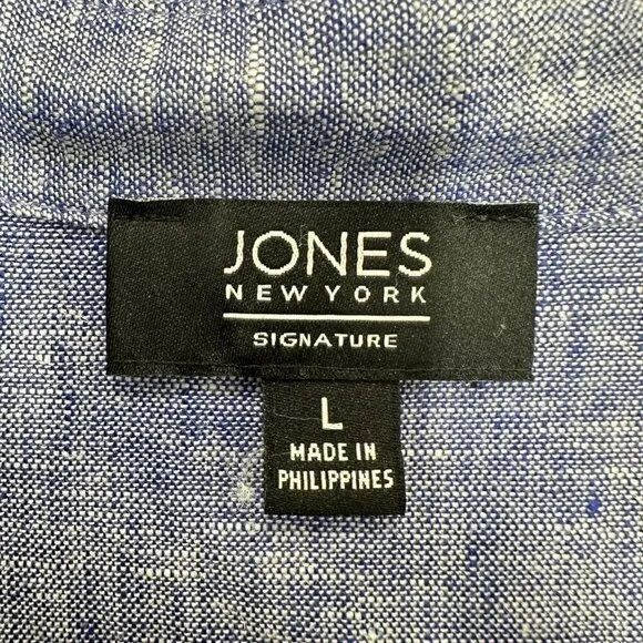 Jones New York Size L Linen V Neck Popover Tunic Blouse Coastal Casual‎ Classic - Image 8