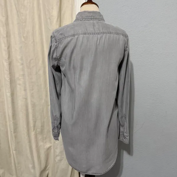 Gap 1969 Womens Grey Lyocell Denim Button Down Tunic Shirt‎ Size M Career - Image 6