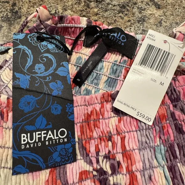 NWT Buffalo David Bitton Tank Top Y2K Coquette Cottage Boho Floral Pink Medium - Image 2
