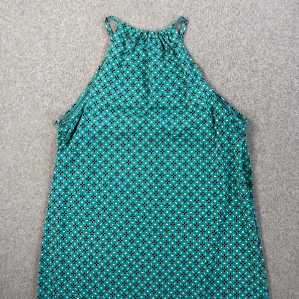 Max Studio Women's Small Halter Neck Shift Dress Teal Green Sleeveless Geometric - Image 10