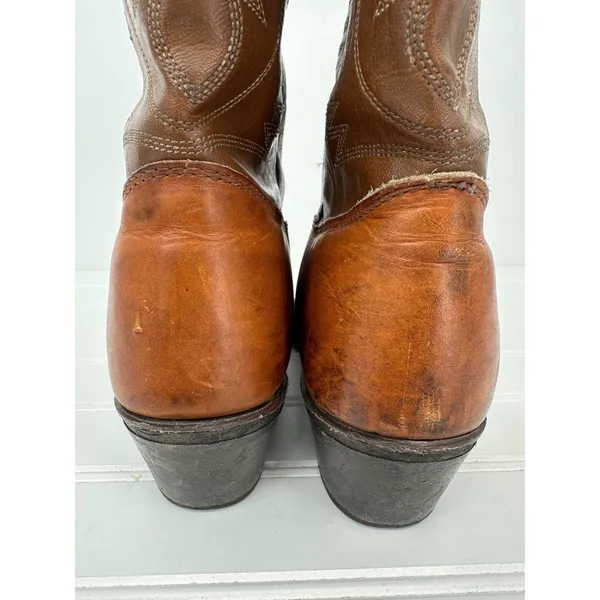 Vintage Western Cowboy Boots Women Size 9M Brown Leather Texas USA Hypalon Rodeo - Image 11