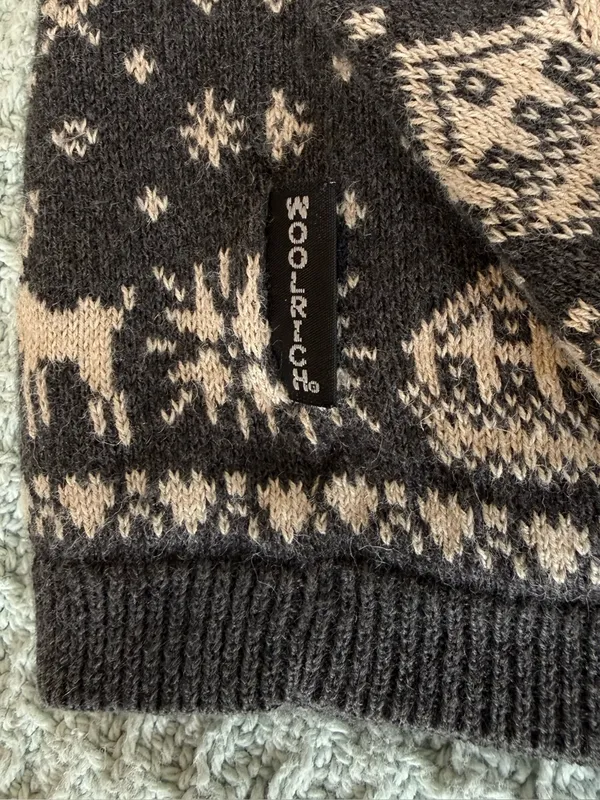 Vintage Y2K Woolrich Fair Isle 1/4 Quarter Zip Sweater Womens Large Gray Beige - Image 5