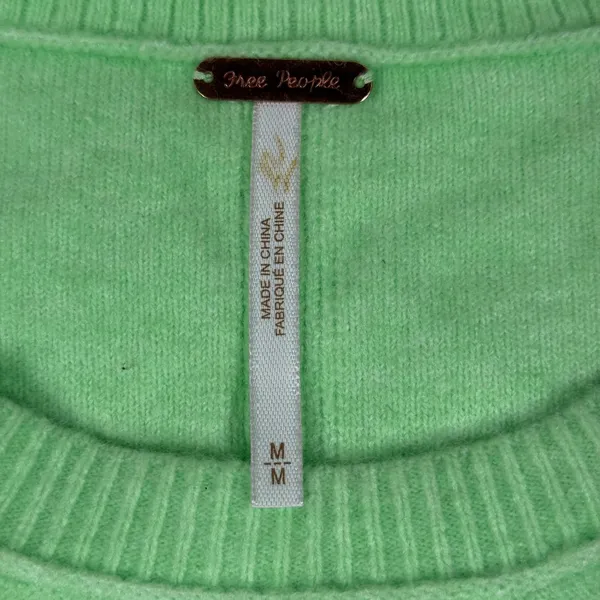 Free People Easy Street Crew Neck Sweater‎ Kiwi Candy Chartreuse Green M - Image 2