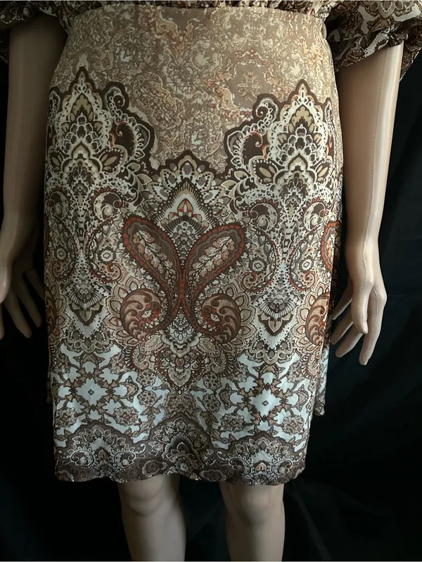 Wrangler Off-Shoulder Paisley Print Dress in Beige & Brown SM NWT - Image 7