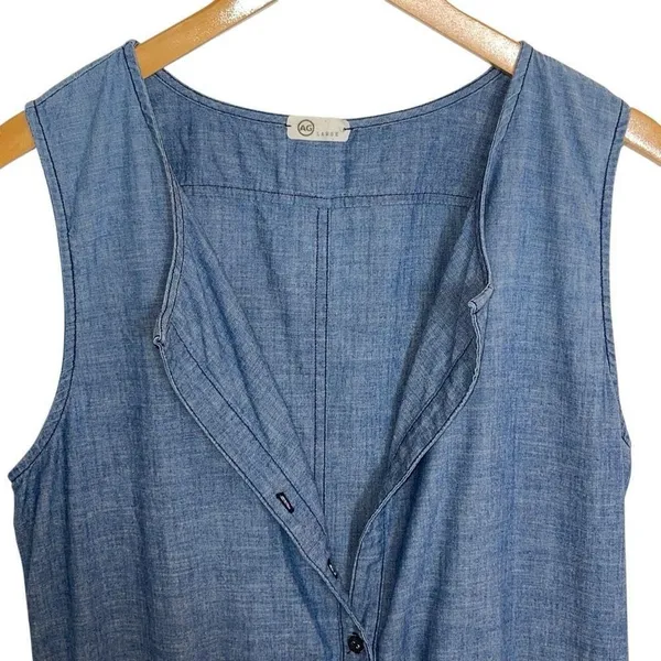 AG Adriano Goldschmied CottonChambray‎ Denim Romper Sleeveless Large - Image 3