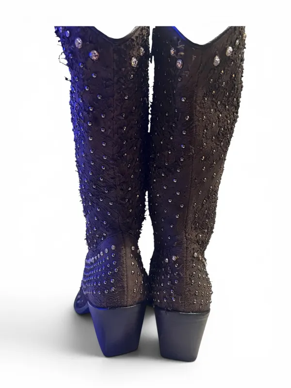 Maria Grazia Ripari Rhinestone Western Cowboy Boots Distressed Sparkle Glam 37 - Image 5