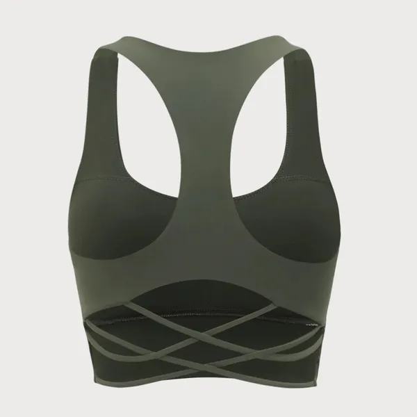 Berlook Army Green Cross Back Sports Bra - Image 7