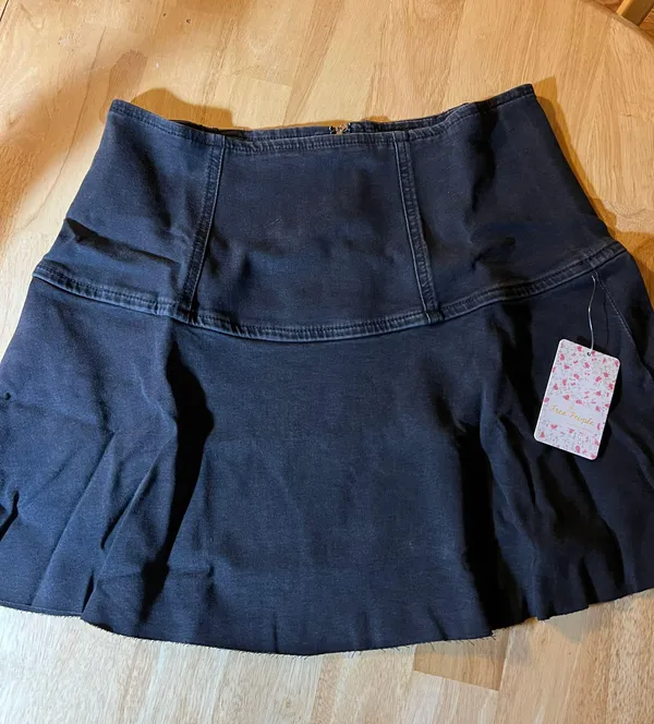 Free People Size 2 Women's Highlands Denim Skirt Black BNWT - Image 10